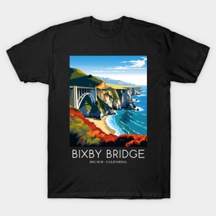 A Pop Art Travel Print of Bixby Bridge in Big Sur - California - US T-Shirt